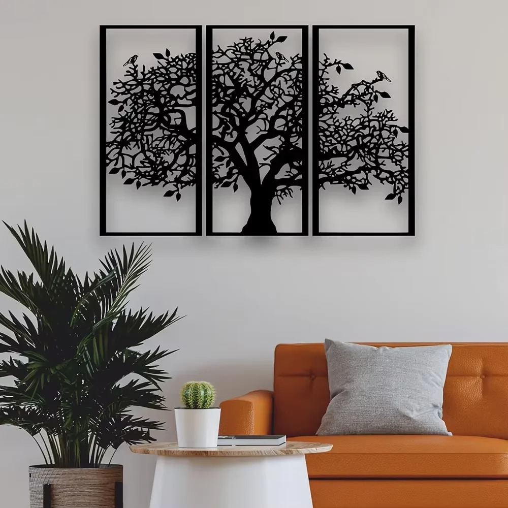 Family Tree Print - Decorazione da parete in metallo con
